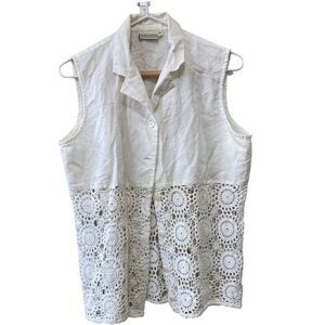 More & More Company Linen Cotton Lace Sleeveless Top Size M